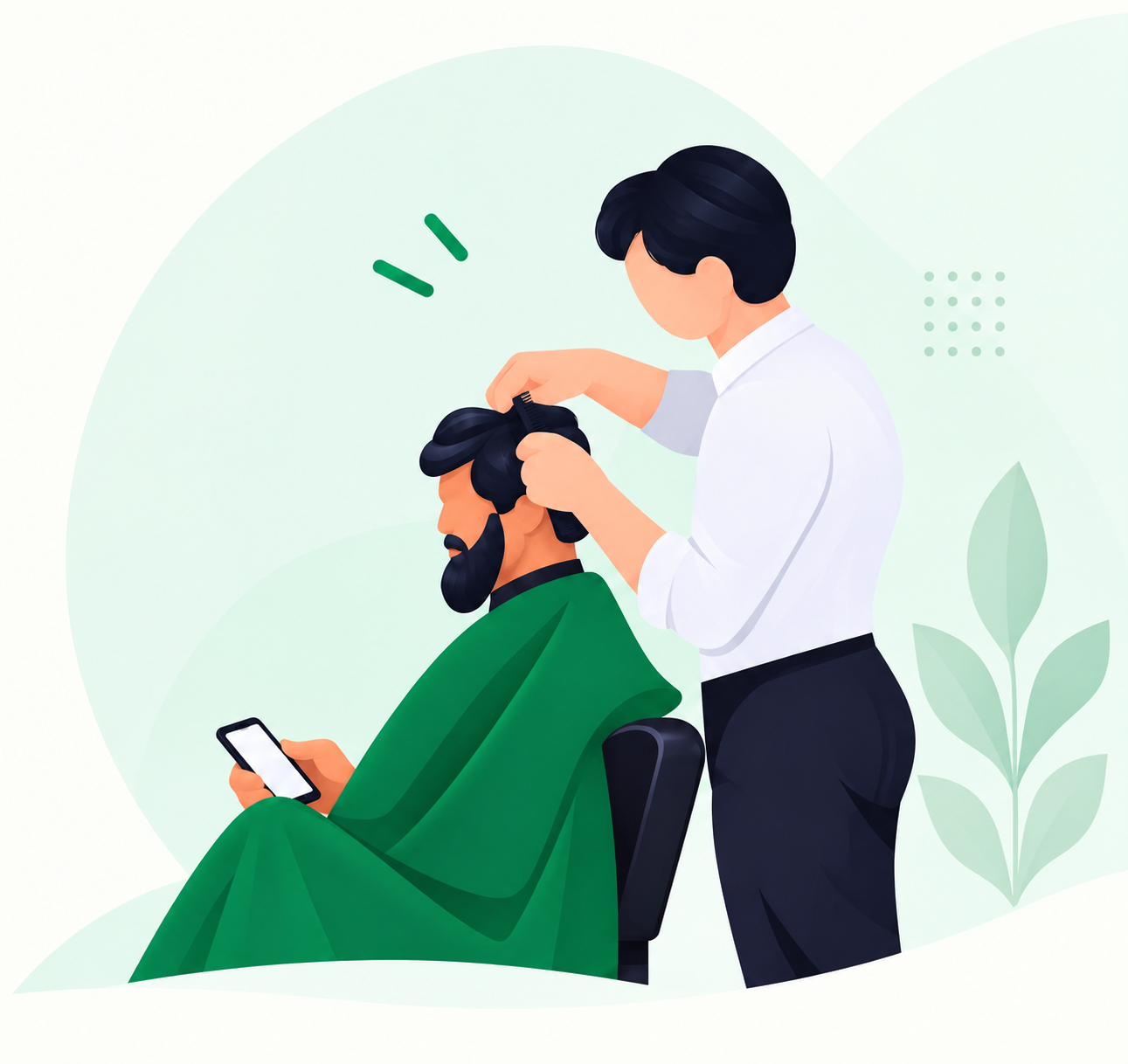 Barber helping a client