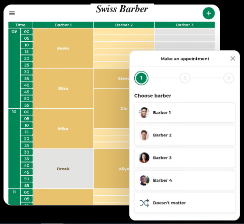 Swiss Barber barber appointment dashboard
